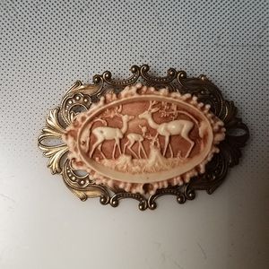 50s celluoid unique gathering deer brooch …